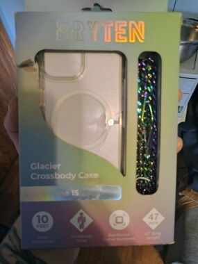 Glacier Crossbody Case for iPhone 15 – Iridescent/Black